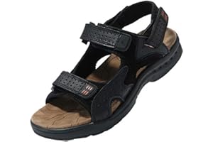 Dayiss Sandale Nubuck Homme Sandales Cuir de Vachette Bout Ouvert Marron Noir