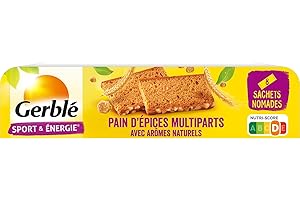 Gerblé Sport & Énergie Pain d’Épices Multiparts – Pain Moelleux au Seigle, Source de Glucides et Vitamine B1, Sans Conservateur, 8 Portions, 350 g