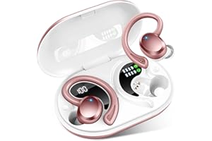 RULEFISS Ecouteurs Bluetooth sans Fil Sport, 2024 Oreillette Bluetooth 5.3 avec 3D HiFi Stéréo, Écouteur sans Fil 48H CVC 8.0 Antibruit, IP7 Etanche, USB-C Charge Rapide, Écran LED Casque Running iOS/Android
