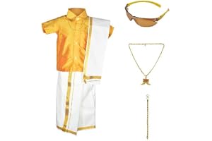 AMIRTHA FASHION Boys Traditional Dhoti & Shirts SET WITH ACCESSORIES (AMFCMGD - $P)