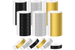 BOUBONI 300 Pcs Paper Wristbands for Events Water Resistant Paper Wristbands Sticky Rolls Bracelet for Events Clubs Music Festival Concert(Silver,Gold,Black)
