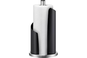 kela Portarotolo da cucinanero, per rotoli spessi, portarotolo da cucina in piedi alto 32 cm, STELLA, acciaio inossidabile/metallo