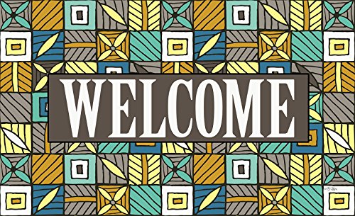 Toland Home Garden 800360 Welcome Floral Checkerboard 6 Decorative Doormat