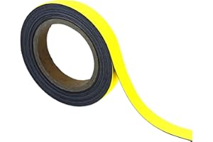 BEAVERSWOOD Magnetic Steel Easy-Wipe Tape, Thin & Flexible, Cut to Fit Strip, Magnetic, High Visible Identification. Suitable For All Non-Magnetic Surfaces (Yellow 20mm x 10m)