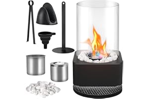 Kazaigou Schwarzes Quadrat bioethanol Kamin Indoor, 29 X 16 cm Tischkamin Outdoor, Bio Ethanol Tischkamin für Balkon Wohnung Deko Erstellen Romantische Ambiente