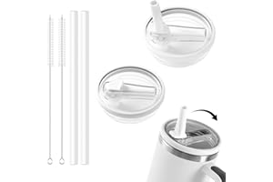 KISPATAI Leak-Proof 40 oz Cup Flip Straw Lid Replacement Compatible with stanley cup 40 oz Cups，Leak-proof and Dustproof, Easy to Clean,Replacement Reusable Cover(White 2pc)