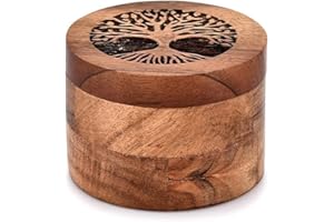 SWACRAFT Handmade Mango Wood Urn for Human Ashes, Tree of Life Wooden Box Urns for Ashes - Cremation Pet Urns for Dogs Ashes, Urn for Ashes | 9 cm x 6.35cm
