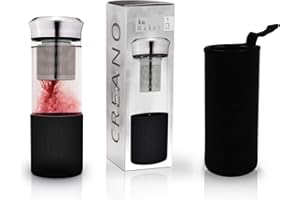 Creano "Teamaker - Tea bottle to go from glass with strainer for loose tea - 400ml (Black)