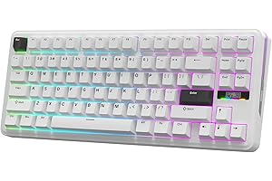 EPOMAKER TH85 QMK/VIA Tastiera Meccanica da Gioco, BT/2.4Ghz Wireless, RGB, Tasti hot-swappable e Programmabili in 75% US Layout (Bianco, Milk Blue Switch)