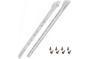 HELPMATE Lot de 2 guides à roulettes 500 mm - Lot de 2 rails de tiroir - Système de rail - Tiroir - Extension partielle - Blanc - Avec matériel de fixation