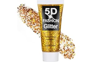 AYBUY Glitter Gel, cekiny do twarzy, Festiwal Żel Cekinowy Do Twarzy i Ciała, Body z brokatem Shimmer Liquid Eyeshadow, do kosmetyków do ust, złoty, 25g