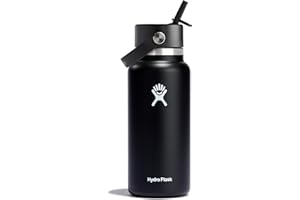 Hydro Flask Izolowana próżniowo butelka na wodę ze stali nierdzewnej ze szczelną zakrętką Flex oraz proszkową powłoką, Black, 946ml (32oz)