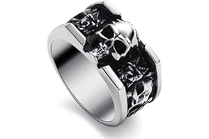 WESTMIAJW Skull Rings for Men Stainless Steel Gothic Punk Skull Ring Jewellery Size Q,S,T1/2,V1/2,Y,Z+1