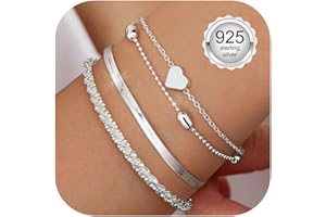 CASSIECA 3 bransoletki damskie, srebro wysokiej próby 925, zestaw bransoletek, regulowane, z możliwością noszenia warstwowo, biżuteria dla kobiet i dziewcząt