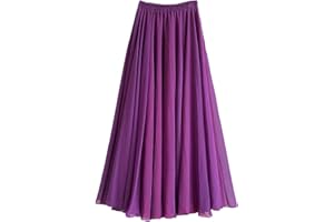 aromm Mujer Chiffon Falda A-Line Longitud Total o del Tobillo Cintura Elástica Plisado Hada Faldas Larga