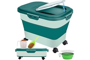 Wuciray Hundefutter Aufbewahrung 7-10kg Faltbarer mit Rädern Schaufel Messbecher Hundefutternapf Futtertonne Hund Uftdicht Box Futterbox