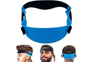 tinysiry Neckline Shaving Template Curved Silicone Haircut Band, Adjustable Curved Hairdressing Tools for Men, DIY Hair Trimming Guide Stencil for Clippers Blue