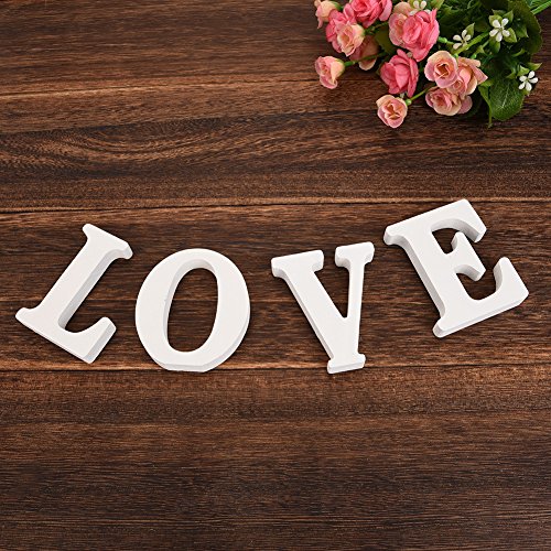 Mr & Mrs Love Hochzeit Deko Holzbuchstaben Tischdeko Ehe Zimmer Deko Wedding Decoration LianLe (Weiß Love) - 4