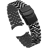 Juntan Stainless Steel Curved Ends Watch Strap Tapered 20mm 22mm Metal Watch Band Flexible Watch Strap Replacement Bracelet D