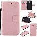 Produktbild pinlu PU Leder Tasche Etui Schutzhülle für Motorola Moto G 2. Generation (5 Zoll) Lederhülle Schale Flip Cover Tasche mit Standfunktion Sonnenblume Muster Hülle (Roségold)