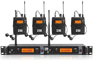 EPHIIONIY XTUGA IEM1200 système d'écoute Intra - auriculaire sans Fil 4 canaux 4 écouteurs Intra - Auriculaires sans Fil pour scène ou Studio