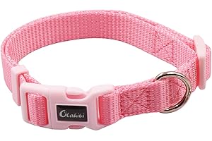 Olahibi Nylon Dog Collar for Small Dogs,Durable,Light Weight,Easy Clean,Easy Dry(S, Pink Collar)