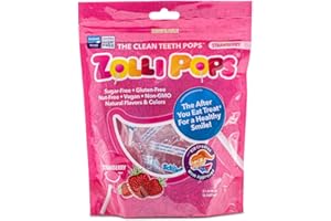 Zollipops Clean Teeth Pops, Anti Cavity Lollipops, Strawberry, 15 Count