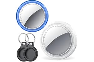 QCOQ Buscador de Objetos Bluetooth, Air Tracker Tag Compatible con Buscar Apple (Sólo iOS), Localizador con Funda Protectora/Llavero, Rastreador para Llaves/Carteras/Equipaje, Batería Reemplazable, 2 Pack