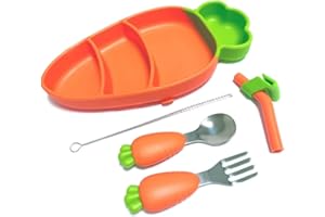 JoyJoyful Assiettes Silicone Avec Ventouse pour Bébé, lot de 4 Couverts, Cuillères, Fourchettes, Enfant Set Couverts Vaisselle pour Sevrage Manger Apprentissage pour Bébé sans BPA