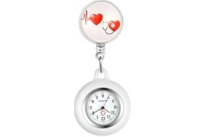 Avaner Orologio da Infermiera Retrattile, Orologio da Taschino con Clip, Orologio da Infermiera in Silicone, Orologio da Tasca per Donna e Uomo