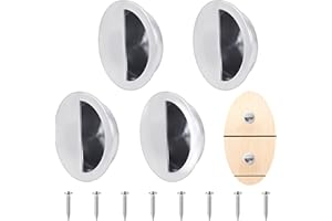 Dasyusuo 4 Pcs Tirador de Puerta Empotrado Redondo Manilla para Puertas Tirador Empotrado de Acero Inoxidable Manilla de Puerta Oculto Redondo con 8 Tornillos Ocultos