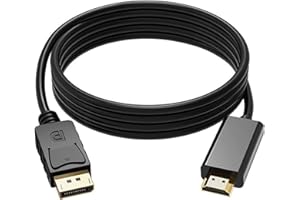 HONOFLUX 4K DisplayPort to HDMI 1.8M Cable, DisplayPort to HDMI Uni-Direction Cable Gold-Plated Cord for Leno-vo,HP, ASUS, Dell and Other Brand PC TV Monitor Projector Laptop