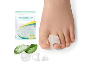Promifun Toe Separators for Overlapping Toes Toe Spacers with Aloe Vera Extract for Hammer Toe Straightener, Correct Toes, Big Toe Alignment, Bunion Relief (3 Size, 12 Pack, Clear)
