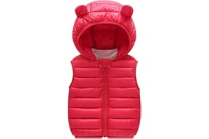 ZYPAINIY Doudoune Sans Manche Enfant Garçons Fille Duvet Hiver Matelassé Veste à Capuche Gilet Couleur Unie DéContractée D'Extérieur Chaud Gilets à Capuche Avec Zippée Manteau En Duvet Sans Manche Veste