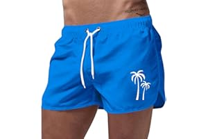 PVUCPOT Maillot De Bain Short Homme 2 en 1 avec Boxer Doublé avec Cordon De Serrage Réglable Short De Bain Imperméable pour Vacances sur La Plage Sport Surf Court De Sport Plage Respirant