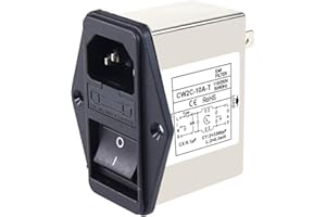 ELCHUIABY IEC Socket Power Filter CW2B-T CW2C-T 3A 6A 10A Filtre électromagnétique EMI avec interrupteur de sécurité pour équipement industriel (CW2C-10A-T)
