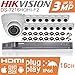 Produktbild HIKVISION CCTV Sicherheit System 1080P Full HD 4 K DVR 16 CH 16 Channel 2 TB 4 TB NAS 6TB H.265 + Hik 2 MP 3 MP 3,6 mm Weitwinkel 16 x weiß Kameras Indoor Outdoor Nachtsicht 20 m Kit UK Verkäufer ds-7216hqhi-k2
