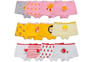Anntry Kinder-Unterwäschen Baumwollene Boyshort Höschen für Kleine Mädchen Unterhosen (Packung mit 12 Stücken)