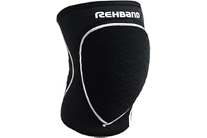 Rehband Genouillères Rembourré pour le handball et le volleyball Genouillères - confortables et près du corps, protègent l'articulation du genou, Couleur:Noir, Taille:M