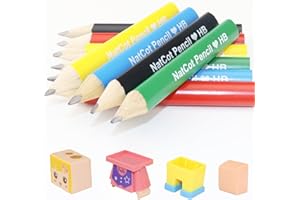 NatCot Triangular Fat Pencil for 3-8 Years Old Kids Use, 3.5-inch 10 Pencil with Pencil Sharpener and Eraser Girl-B Style