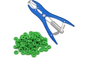 BREUAILY Tierkastrationszange mit 100 Gummiringen Ballon Expansionszange Rinder Schaf Schwein Schwanzkupierens Kastration Zangen Veterinärgeräte Werkzeug