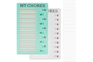 GOEDEKE My Chores for Kids,2PCS Chore Chart Customized for Adults Boards,Memo Checklist Chore Chart Planner Board Detachable Reusable,with 10 Blank Paper for Home Trave(My Chores/Green+White)
