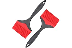 TUYOTUE Large Silicone Pastry Brush - Silicone Basting Brush for Grilling, Heat Resistant Brush, Spread Oil, Butter Sauce for Cooking, Baking, Grilling, 10cm, Extra Wide Grill Brush (Red 2)
