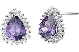 Uloveido Cubic Zirconia White Gold Plated Teardrop Pear Crystal Shape Wedding Bridal Stud Earrings for Women Birthstone Earings R815