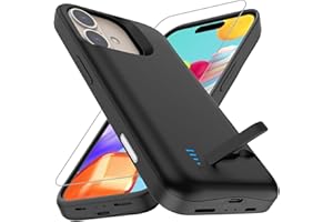 Giabuao Akkuhülle für iPhone 16 (6.1") 8500 mAh, Schlanke Wiederaufladbare Erweiterte Ladehülle, Tragbare Schützende Telefonhülle mit Akku Power Bank mit Standfuß für iPhone 16 – Schwarz