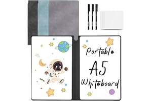 Meunhy Small Whiteboard Notebook,3PCS A5 Mini Whiteboard with Pen&Wipe,Portable Dry Erase Pad with PU Cover,Book-Style Reusable White Board for Office Home Notes Lists Memo Messages Reminders