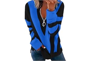 NUSGEAR Pull T-Shirt à Manches Longues Femme Sweat-Shirts Encolure en V fermeture éclair Zippé Jumper décontracté Chic Original Devant Chemisier Henley Blouses Pullover Imprimé Sweatshirt printemps automne