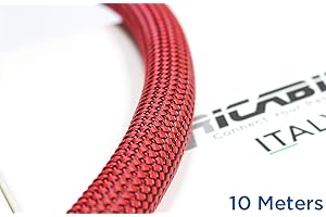 Ricable Custom RB20/10 - Rouge/Noir 10 m -Gaine de Protection tressée pour câble 16-22 mm