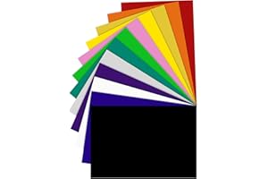 Zwanzer Heat Transfer Vinyl 12 Rainbow Colours 12" x 8" Iron On Vinyl Sheets, HTV Vinyl Sheets for Fabrics, Heat Press Machine or Home Iron On