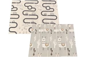 HB.YE Tappetino da Gioco Play mat Playmats baby Pieghevole per Bambini, Impermeabile, Reversibile, Bambini, Tappetino per Gattonare, Schiuma, Gioco, Non Tossico, Portatile (grigio)